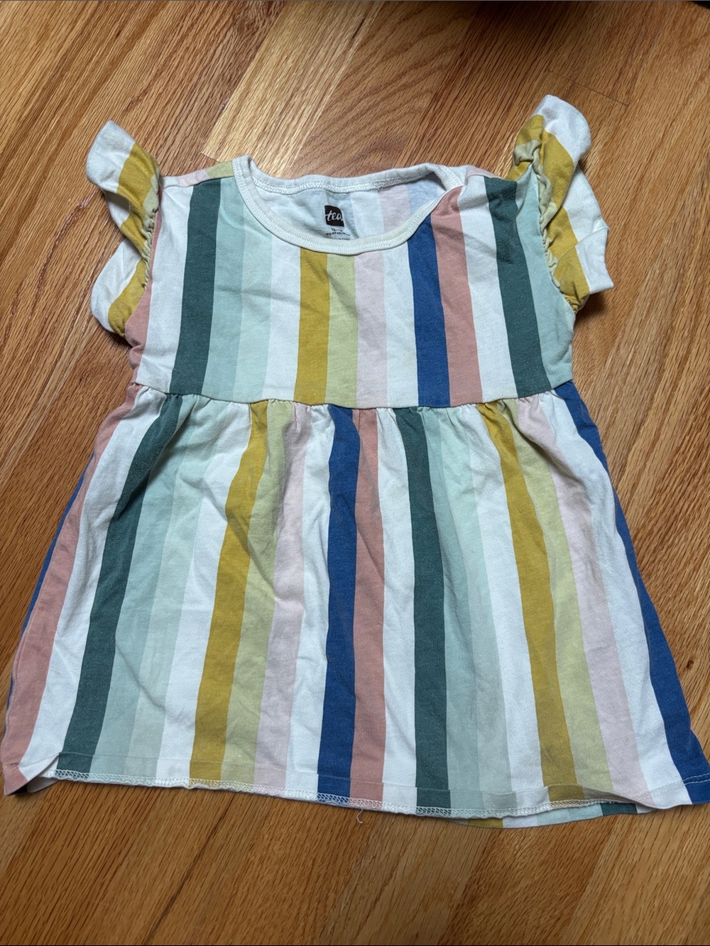 Tea Collection Girls' Multi-Stripe Ruffle Sleeve Top - Multi